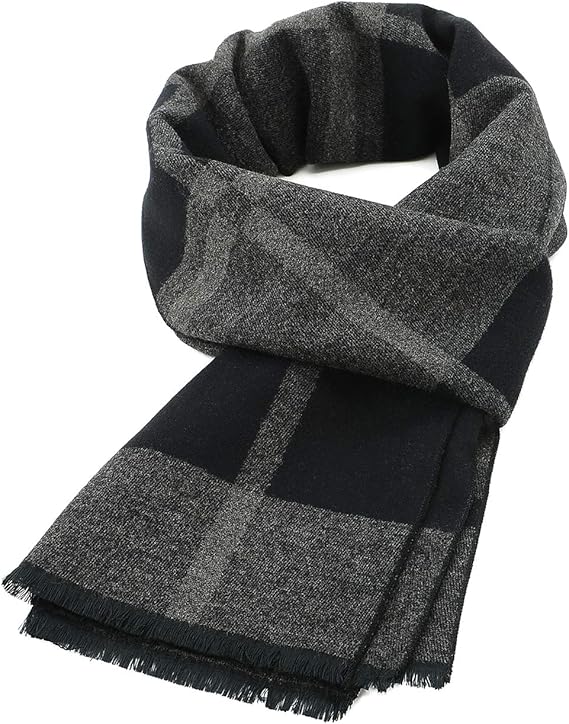 Trends Mens Winter Warm Long Soft Scarf Plaid Tassel Scarf for Men Soft Classic Scarves